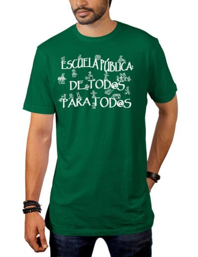 Camiseta Escuela Pública De Todos Para Todos verde, ropa ochentera Cosas de la EGB